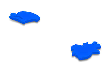 Illustration of a blue ground map of Antigua and Barbuda on white isolated background. Right 3D isometric perspective projection.の写真素材