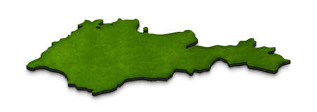 Illustration of a green ground map of Armenia on white isolated background. Right 3D isometric perspective projection.の写真素材