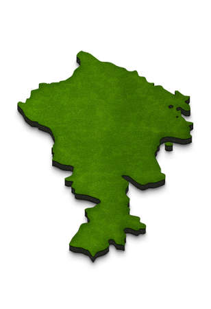 Illustration of a green ground map of Armenia on white isolated background. Left 3D isometric perspective projection.の写真素材