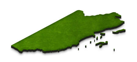 Illustration of a green ground map of Belize on white isolated background. Left 3D isometric perspective projection.の写真素材