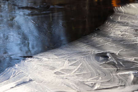 Ice Lake Pattern Surface Background Texture. Drawings of Ice Lines on a Frozen Lake.