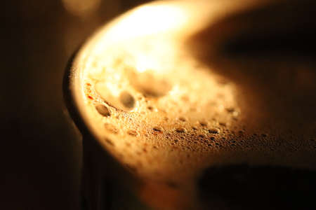 Cup Edge of Vietnamese Coffee. Morning Drink Background.の写真素材