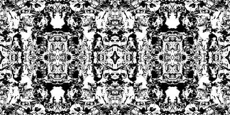 Minimal Rorschach Test Art Ink Blot Texture. Seamless Monochrome Darkness Pattern Background.の写真素材