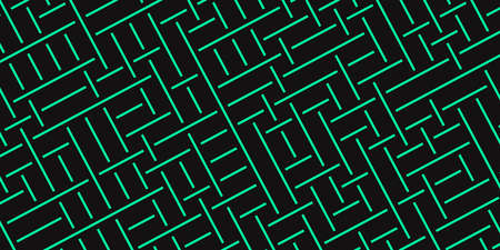 Turquoise Seamless Outline Labyrinth Background. Difficulty Logical Mind Creativity Abstraction.