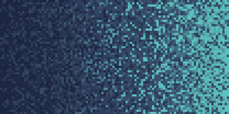 Dark Blue Pixilated Gradient Background. Mosaic Pixel Art Texture. Horizontal Pixel Gradient...