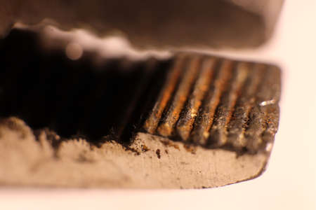 Old Weathered Stainless Pliers. Macro Closeup.