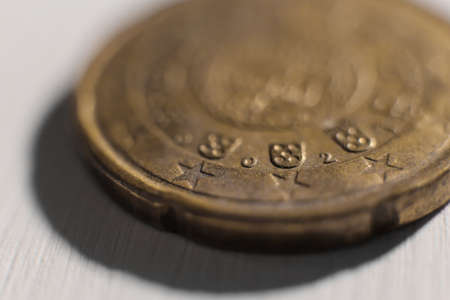 Investment Finance Banking Earnings Concept. Euro Coin. Macro Closeup.の写真素材