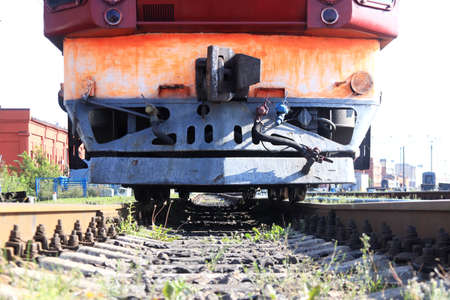 Close up of a train bumper.