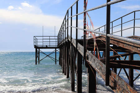 Hard rust pier construction on the Alanya beachの写真素材
