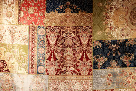 Beautiful textile rug decor backdrop. Turkish oriental carpet texture. Traditional floor cover...