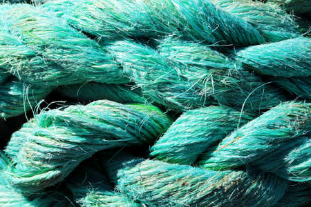 Big fat blue mooring rope texture. Nautical marine background.の写真素材