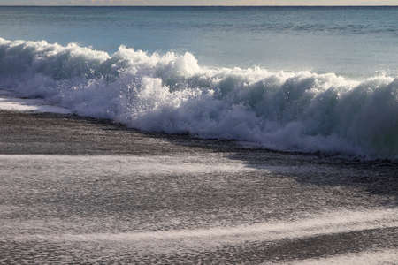 Calm sea splashing wave. Calming state mood. Seascape background.