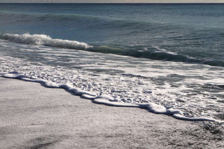 Calm sea splashing waves. Calming state mood. Seascape background.