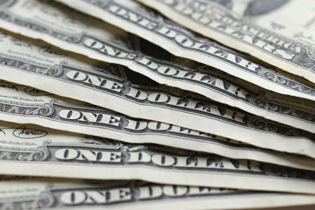 Dollars money stack background. United States of America dollars banknotes.