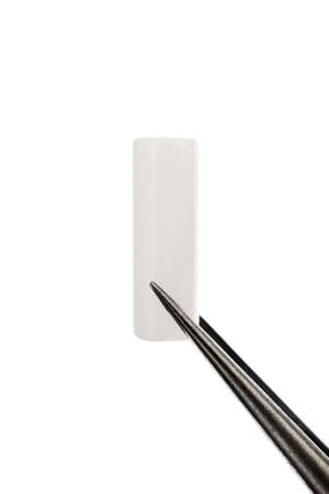 White coral jewel stone texture on black stone background. Macro closeup.の写真素材