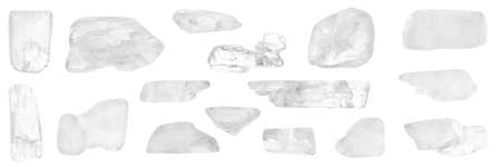 Clear kunzite heap jewel stones texture on light isolated background. Place for text.の写真素材
