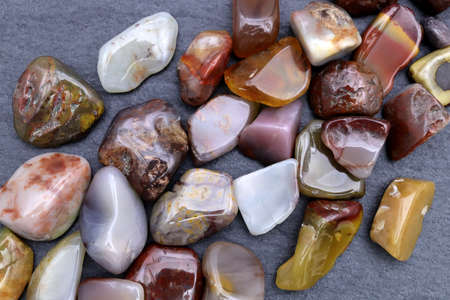 Yanyuan agate rare jewel stones texture on black backgroundの写真素材