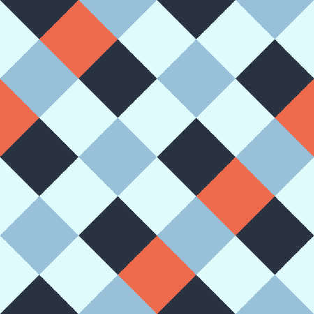 Purple Light Sky Blue Large Seamless French Checkered Pattern. Big Colorful Fabric Check Pattern...