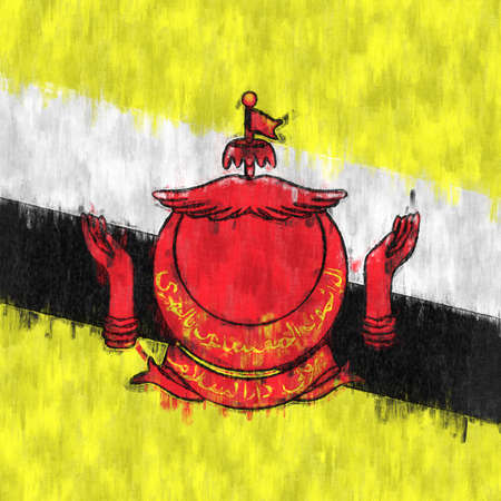 Cayman oil painting. Cayman emblem drawing canvas. A painted picture of a country's flag.の写真素材