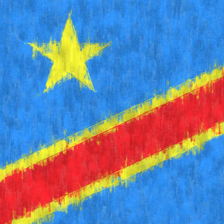 Republic of the Congo oil painting. Republic of the Congo emblem drawing canvas. A painted picture of a country's flag.の写真素材