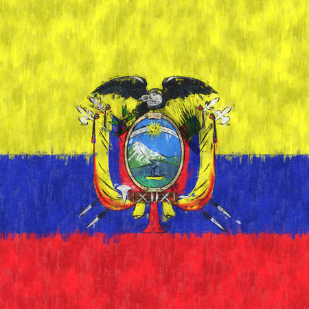 Eritrea oil painting. Eritrean emblem drawing canvas. A painted picture of a country's flag.の写真素材