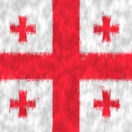 greenland oil painting. Greenlandic emblem drawing canvas. A painted picture of a country's flag.の写真素材