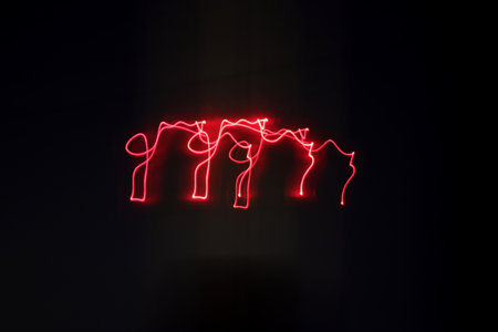 Light lines shake leaks exposition background. Night city rays glow backdrop. Night exposure zoom...