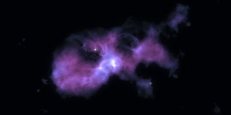 Purple violet astronomy galaxy pattern. Star field nightscape texture. Astrology creative design. Cosmos stars cloud background. Night sky stars backdrop.の写真素材