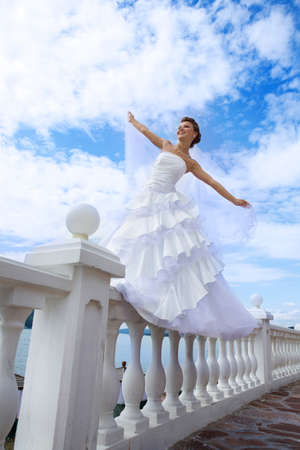 Beautiful Bride in the Blue Skyの写真素材