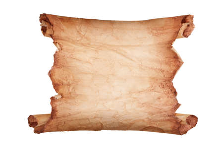 Vintage paper scroll isolated on whiteの写真素材