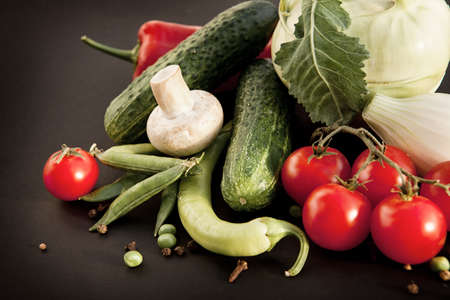 Perfect Fresh Vegetables are Lying on the Black Background.
