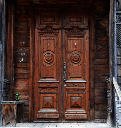 Old fashioned doors of Siberiaのeditorial素材
