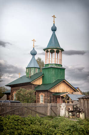 24th of August 2017, Russia, Tomsk region, wooden temple of old believers churchのeditorial素材