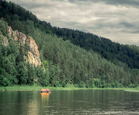 07 of July 2017, Russia, Bashkortostan, rafting on Belaya river landscapeのeditorial素材