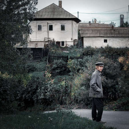 18th of September, Russia, Kemerovo region, man on the street in mining town in Russiaのeditorial素材