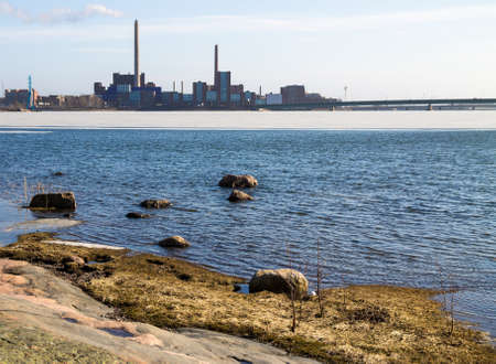 City behind the oceanの写真素材