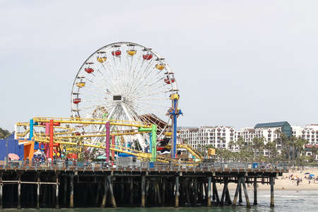 SANTA MONICA CALIFORNIA 29 July2014  Ferris Wheel on Santa Monica Pier in Californiaのeditorial素材