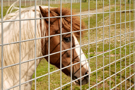 Horse with white mane in zoo. High quality photoの写真素材