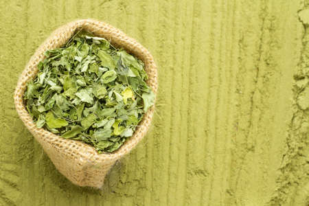 leaves and moringa powder, super food and natural medicine, Moringa oleifera.
