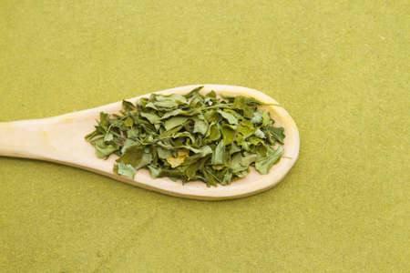 leaves and moringa powder, super food and natural medicine, Moringa oleifera.の写真素材