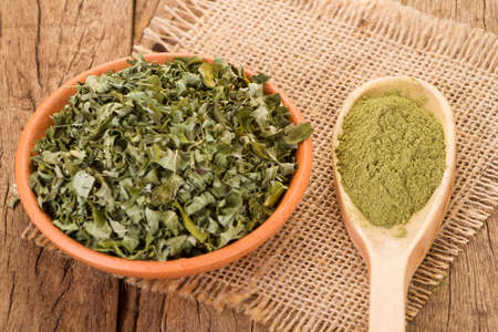 leaves and moringa powder, super food and natural medicine, Moringa oleifera.の写真素材