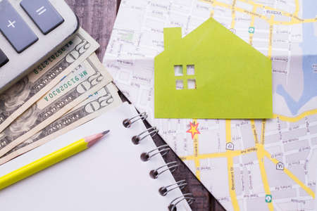 concept of budget to buy house, top viewの写真素材
