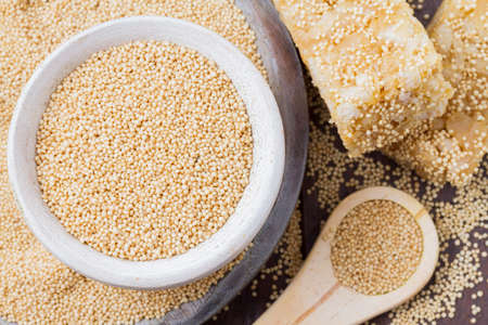 grains and amaranth energetic bar on the table - Amaranthusの写真素材