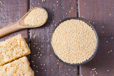 grains and amaranth energetic bar on the table - Amaranthusの写真素材
