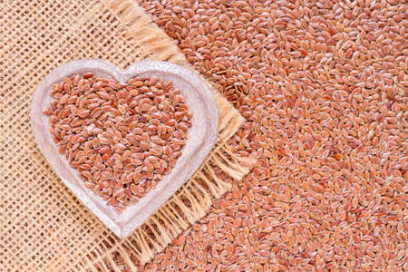 Linseed grains on the table- Linum usitatissimumの写真素材
