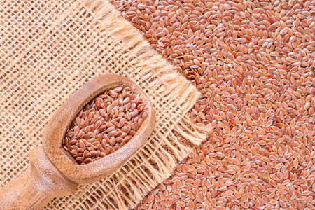 Linseed grains on the table- Linum usitatissimumの写真素材