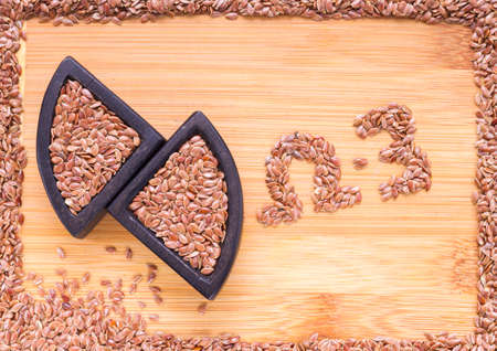 Linseed grains on the table- Linum usitatissimumの写真素材