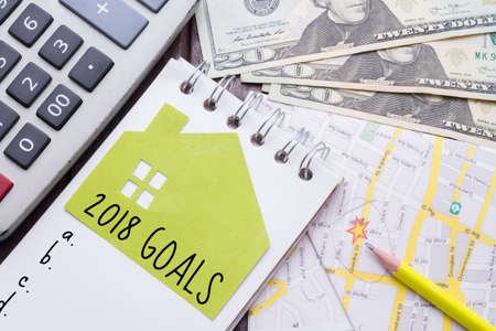 concept of budget to buy house, top viewの写真素材