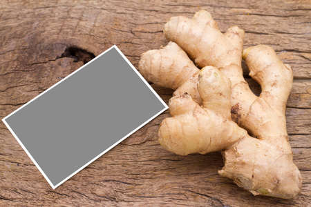 ginger roots on the table, top viewの写真素材