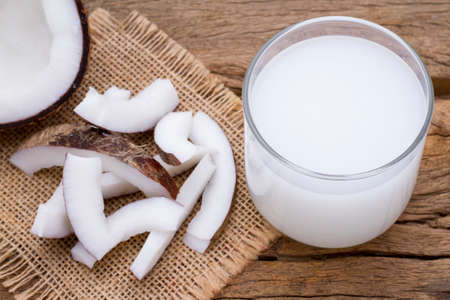 delicious pieces of coconut on the tableの写真素材